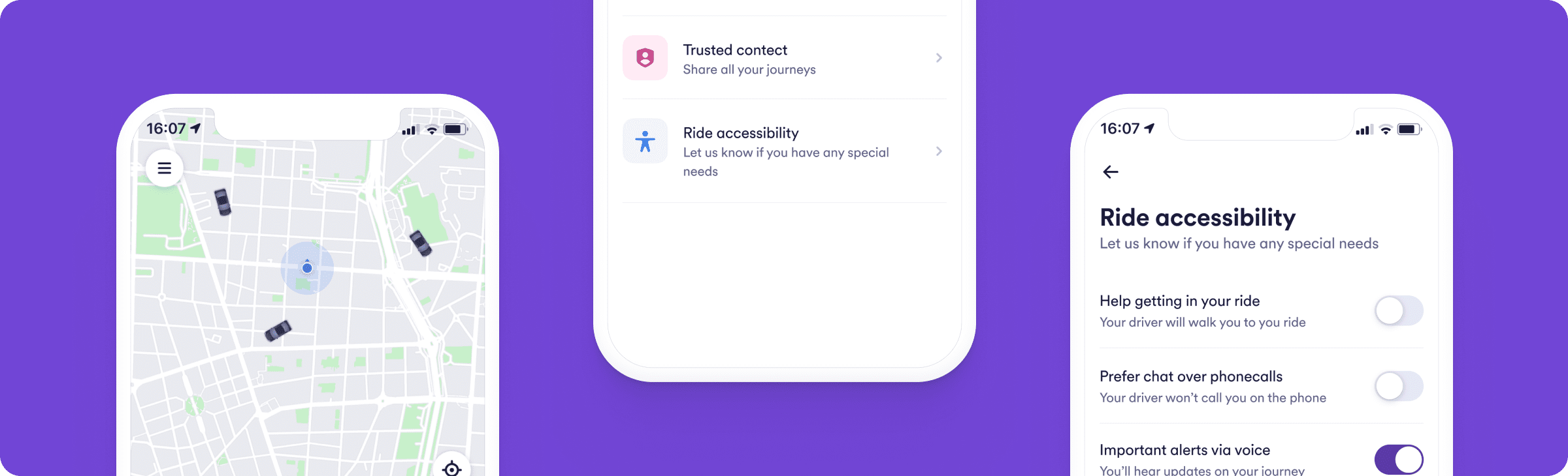 Accessibility features represented on mobile devices